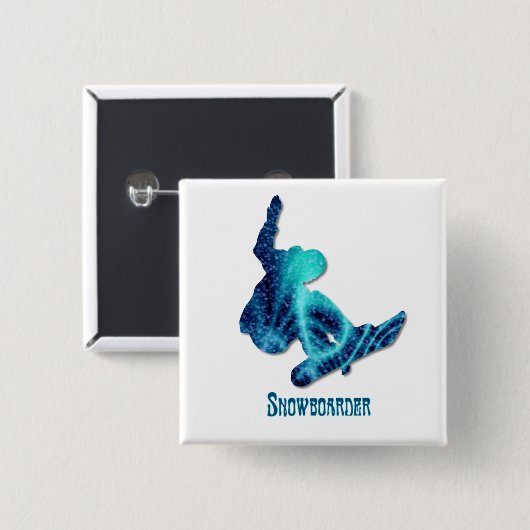 Snowboarder-quadratisches Button (Vorne & Hinten)