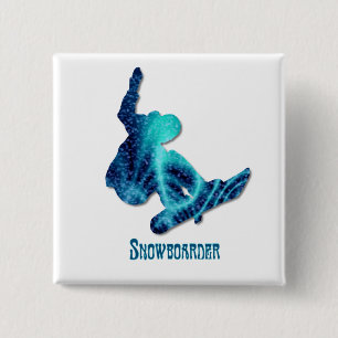 Snowboarder-quadratisches Button