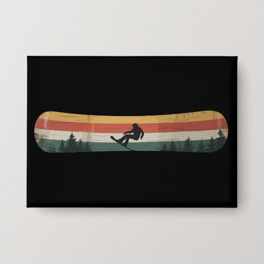 Snowboarder Retro-Wintersport-Geschenk Button (Vorderseite)