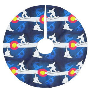 Snowboarder-Rock aus Colorado-Fahne Polyester Weihnachtsbaumdecke
