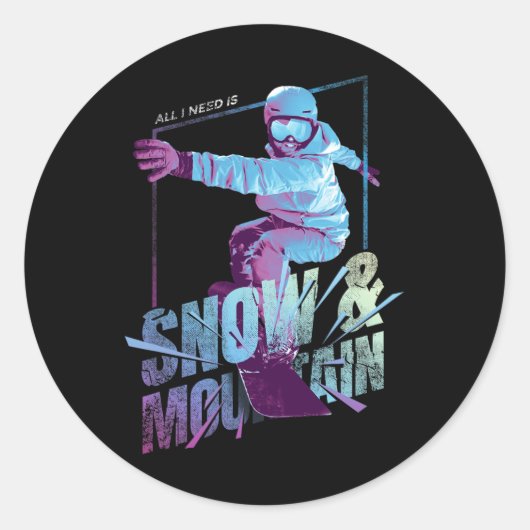 Snowboarder Runder Aufkleber (Vorderseite)