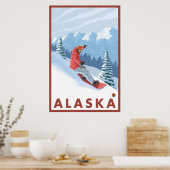Snowboarder Scene - Alaska Poster (Küche)