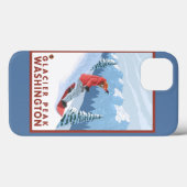 Snowboarder Scene - Glacier Peak, Washington Case-Mate iPhone Hülle (Rückseite (Horizontal))