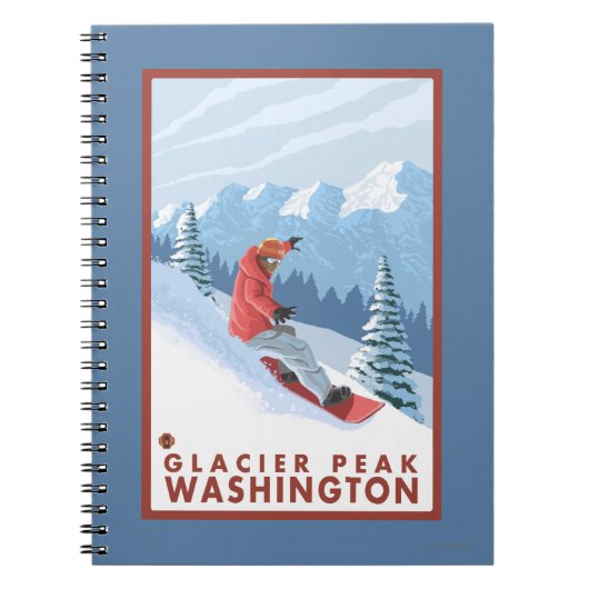 Snowboarder Scene - Glacier Peak, Washington Notizblock (Vorderseite)
