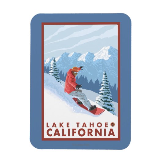 Snowboarder Scene - Lake Tahoe, Kalifornien Magnet (Vertikal)