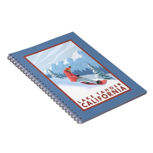 Snowboarder Scene - Lake Tahoe, Kalifornien Notizblock (Rechte Seite)