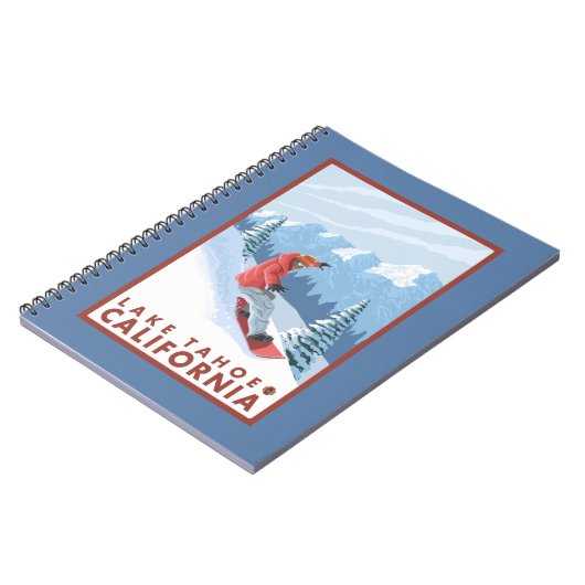 Snowboarder Scene - Lake Tahoe, Kalifornien Notizblock (Linke Seite)