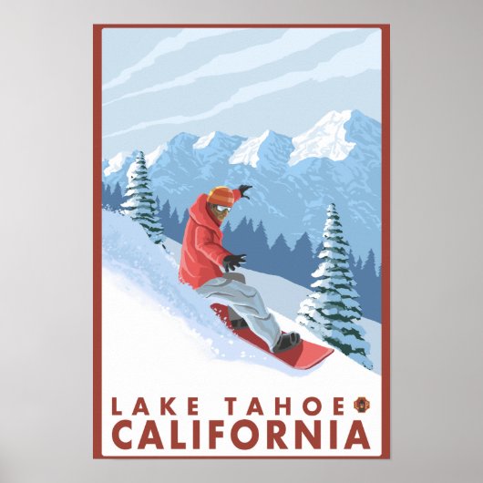Snowboarder Scene - Lake Tahoe, Kalifornien Poster (Vorne)