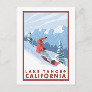 Snowboarder Scene - Lake Tahoe, Kalifornien Postkarte