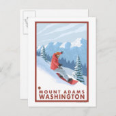Snowboarder Scene - Mount Adams, Washington Postkarte (Vorne/Hinten)
