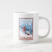 Snowboarder Scene - Mount Baker, Washington Jumbo-Tasse (Rechts)