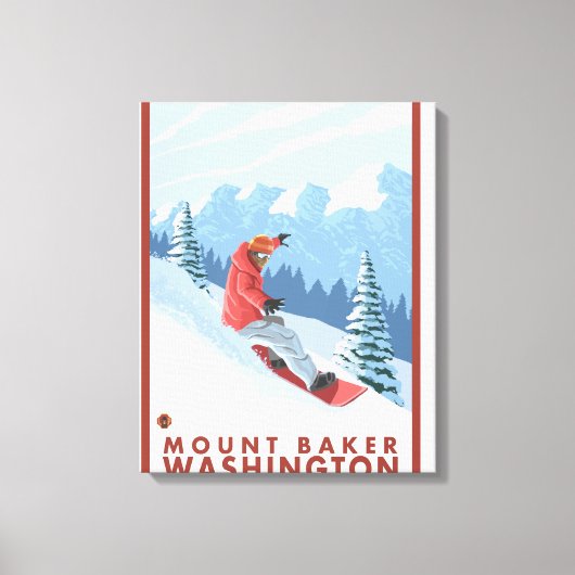 Snowboarder Scene - Mount Baker, Washington Leinwanddruck (Vorderseite)