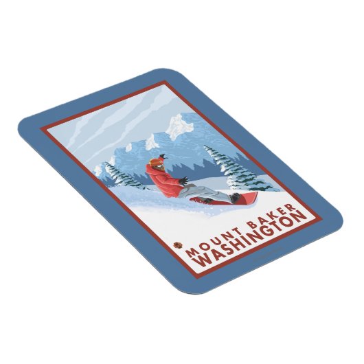 Snowboarder Scene - Mount Baker, Washington Magnet (Rechte Seite)