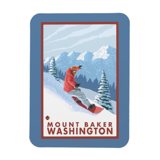 Snowboarder Scene - Mount Baker, Washington Magnet (Vertikal)