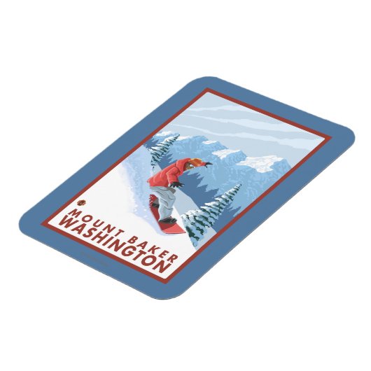 Snowboarder Scene - Mount Baker, Washington Magnet (Linke Seite)