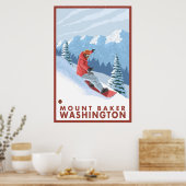 Snowboarder Scene - Mount Baker, Washington Poster (Küche)