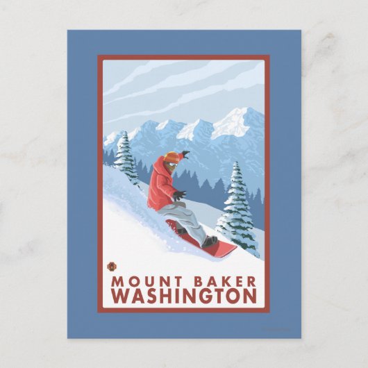 Snowboarder Scene - Mount Baker, Washington Postkarte (Vorderseite)