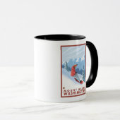 Snowboarder Scene - Mount Baker, Washington Tasse (VorderseiteRechts)