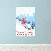 Snowboarder Scene - Mount Hood, Oregon Leinwanddruck (Insitu (Holzboden))