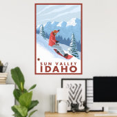 Snowboarder Scene - Sun Valley, Idaho Poster (Heimbüro)