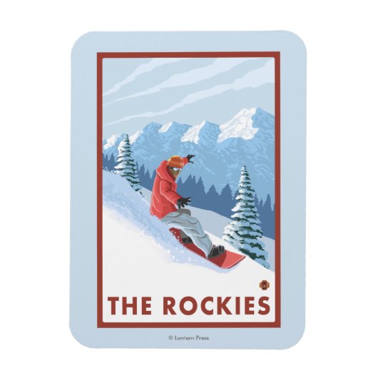 Snowboarder Scene - The Rockies Magnet (Vertikal)