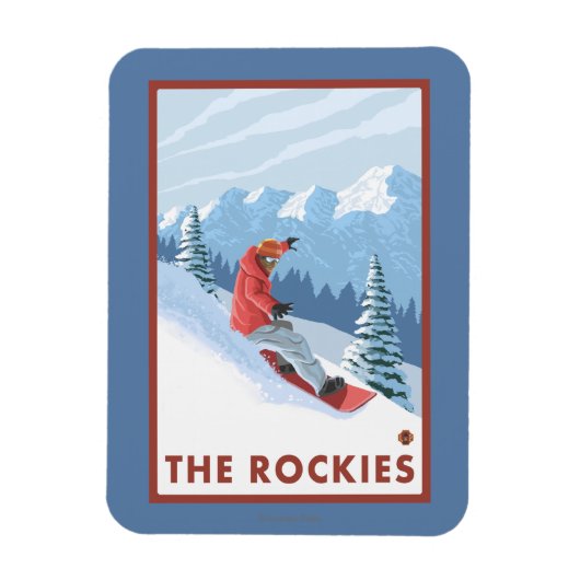 Snowboarder Scene - The Rockies Magnet (Vertikal)