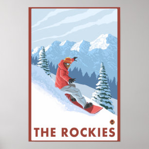 Snowboarder Scene - The Rockies Poster