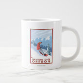 Snowboarder Scene - Timberline Lodge, Oregon Jumbo-Tasse (Rechts)