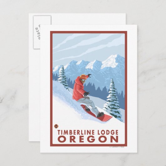 Snowboarder Scene - Timberline Lodge, Oregon Postkarte (Vorne/Hinten)