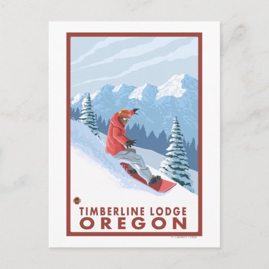 Snowboarder Scene - Timberline Lodge, Oregon Postkarte (Vorderseite)