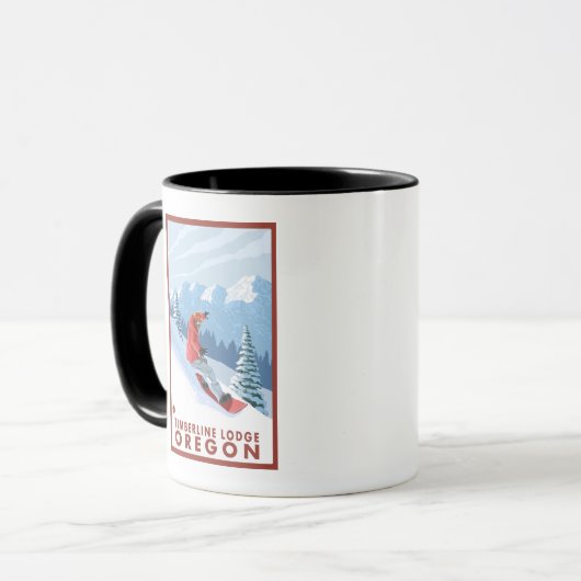 Snowboarder Scene - Timberline Lodge, Oregon Tasse (Vorderseite Links)