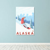 Snowboarder Scene - Vintage Travel Poster 2 Leinwanddruck (Insitu (Holzboden))