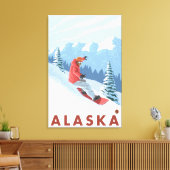 Snowboarder Scene - Vintage Travel Poster 2 Leinwanddruck (Insitu (Wohnzimmer))