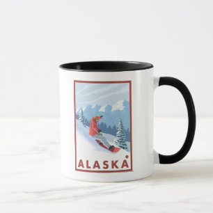 Snowboarder Scene - Vintage Travel Poster 2 Tasse