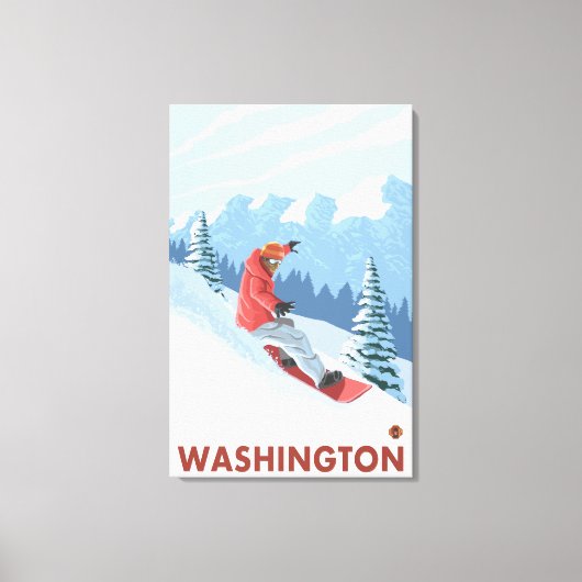 Snowboarder Scene - Washington Leinwanddruck (Vorderseite)
