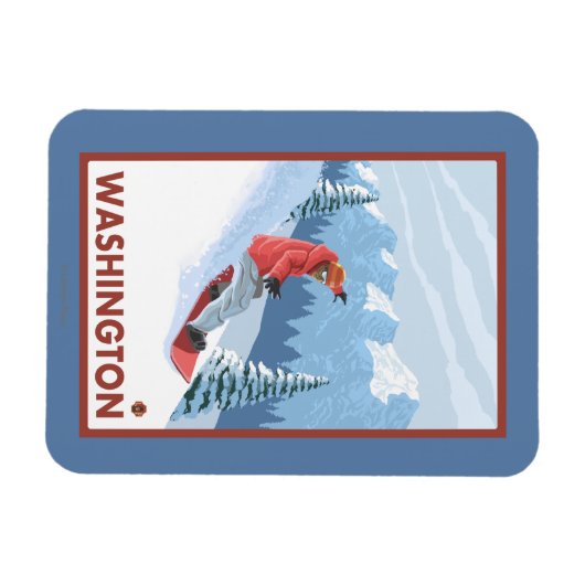 Snowboarder Scene - Washington Magnet (Horizontal)