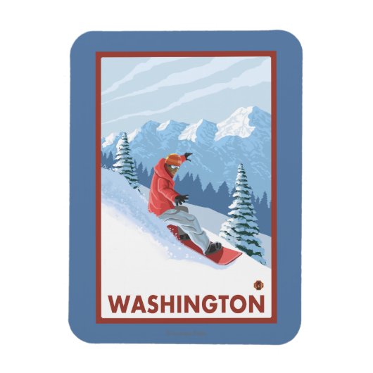 Snowboarder Scene - Washington Magnet (Vertikal)