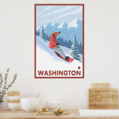 Snowboarder Scene - Washington Poster (Küche)