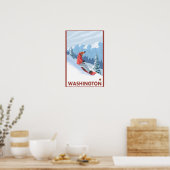 Snowboarder Scene - Washington Poster (Küche)