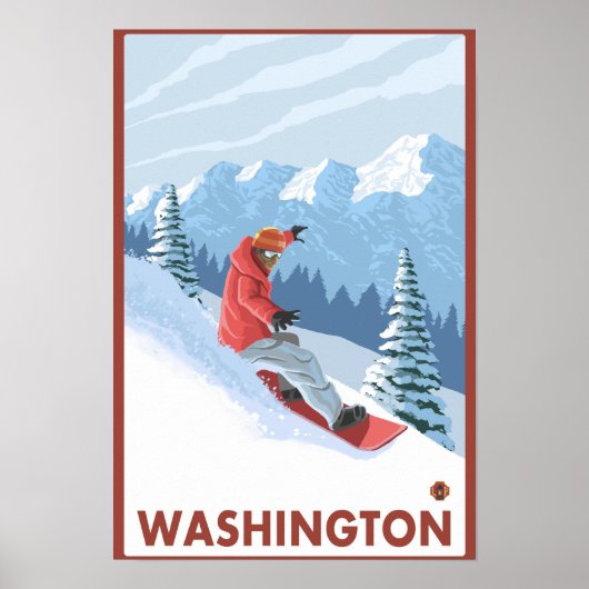 Snowboarder Scene - Washington Poster (Vorne)