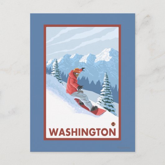 Snowboarder Scene - Washington Postkarte (Vorderseite)