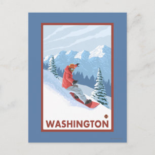 Snowboarder Scene - Washington Postkarte