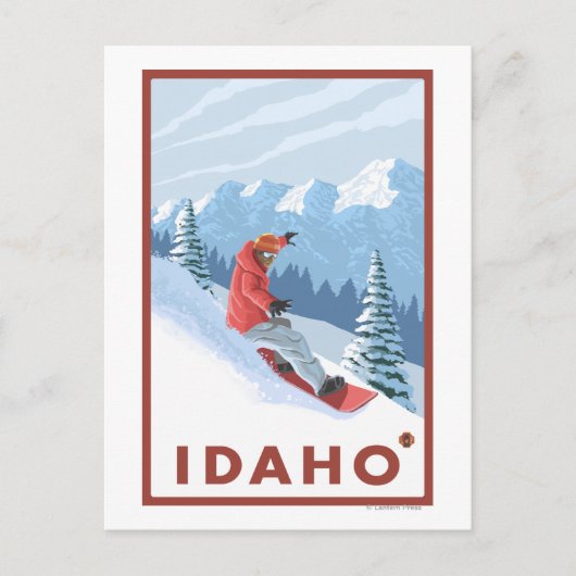 Snowboarder SceneIdahoVintage Reiseplakat Postkarte (Vorderseite)