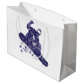 Snowboarder schnuppern High-Snow Drives Große Geschenktüte (Rückseite Schrägansicht)