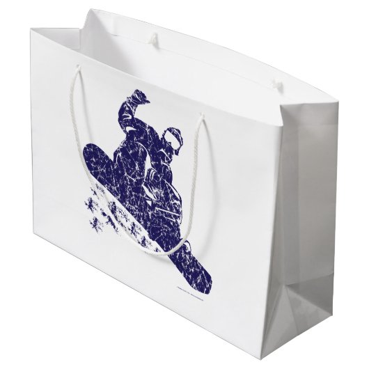 Snowboarder schnuppern High-Snow Drives Große Geschenktüte (Rückseite Schrägansicht)