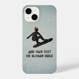 Snowboarder-Silhouette auf Grunge Look - Ihr Text iPhone 14 Hülle