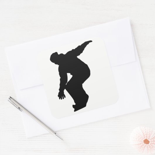 Snowboarder-Silhouette Quadratischer Aufkleber (Umschlag)