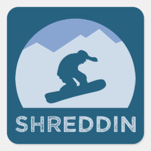 Snowboarder Silhouette Shreddin Cool Quadratischer Aufkleber