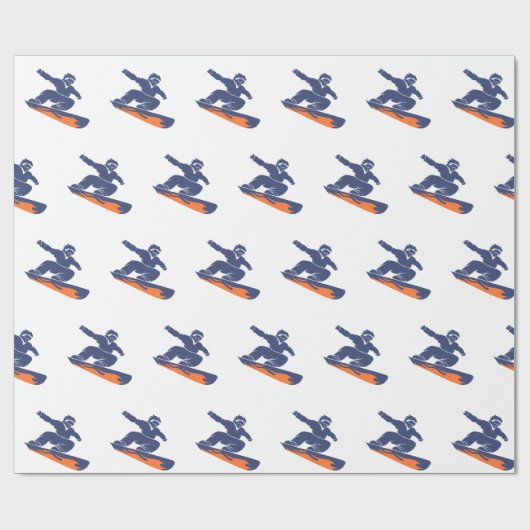 Snowboarder-Silhouette - Wählen Sie Hintergrundfar Geschenkpapier (Flach)
