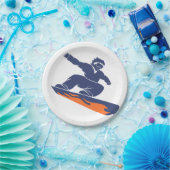 Snowboarder-Silhouette - Wählen Sie Hintergrundfar Pappteller (Party)